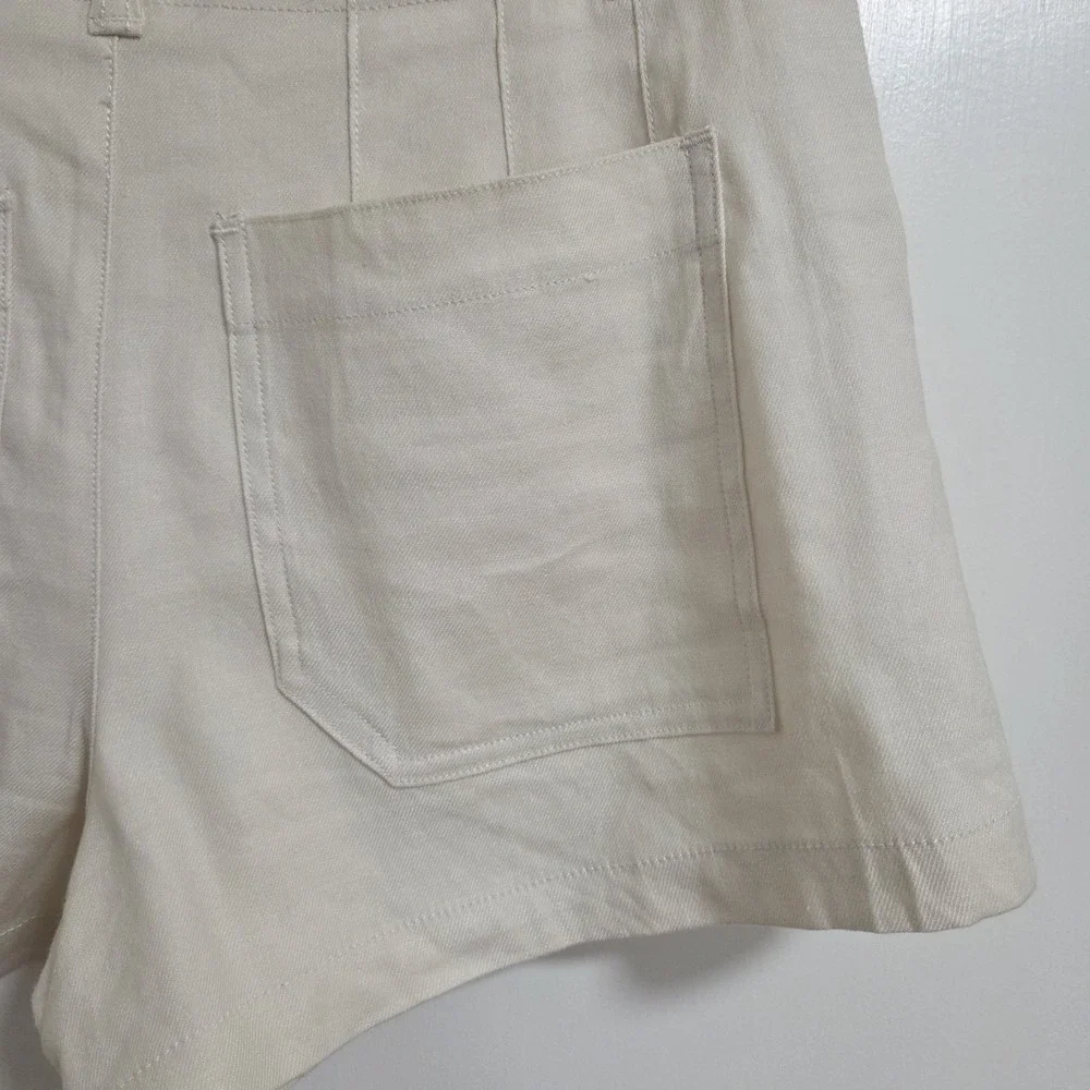 Maeve Anthropologie The Colette Cream Ivory Linen Blend Shorts Womens Size 26 - Picture 8 of 11